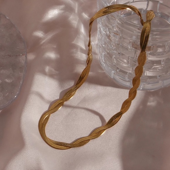 New 18K Gold Double Layer Snake Chain Necklace, nice Necklace, cute Necklace - Picture 3 of 8